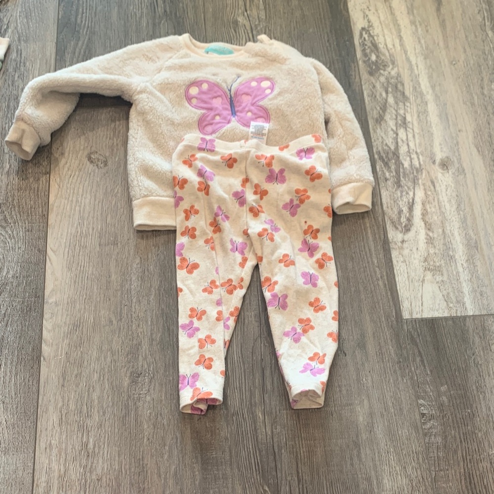 Pekkle Cute Butterfly Sweater and Floral Pants Set